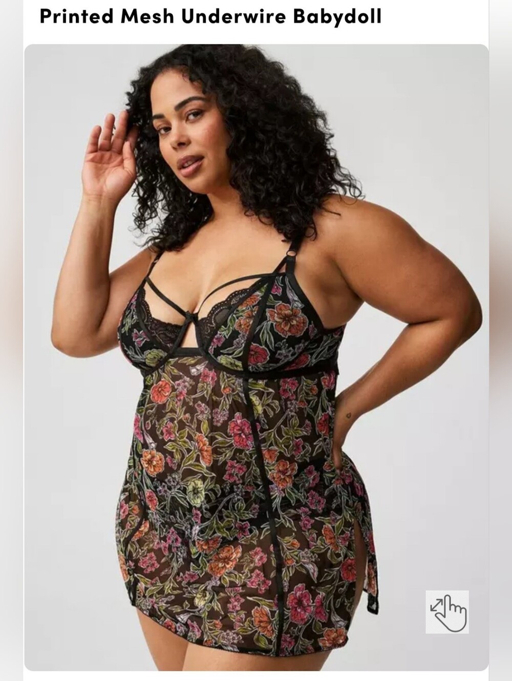 Flowery Mesh Underwire Babydoll Top
